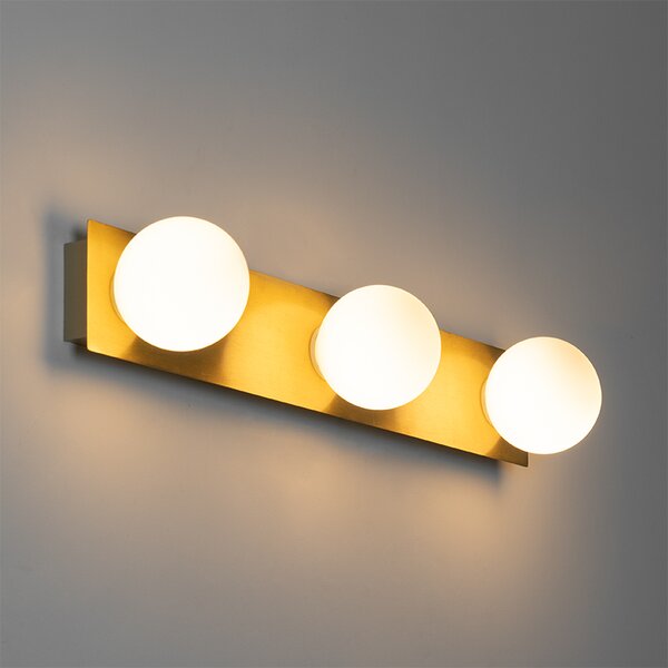 Nowoczesna lampa ścienna złota 48 cm IP44 3-światłowa - Cederic