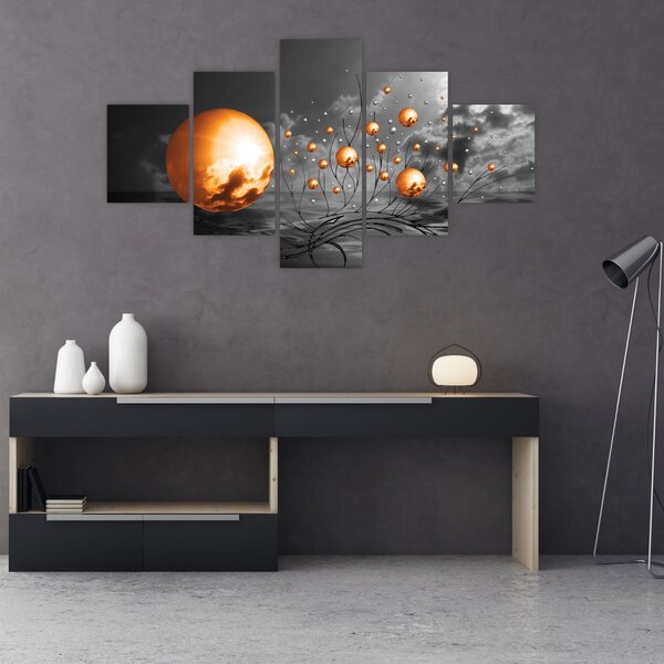 Obraz pomarańczowych abstrakcyjnych kul (125x70 cm)