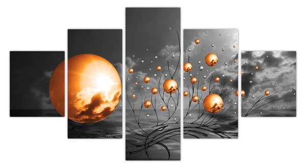 Obraz pomarańczowych abstrakcyjnych kul (125x70 cm)
