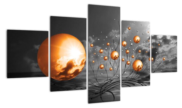 Obraz pomarańczowych abstrakcyjnych kul (125x70 cm)