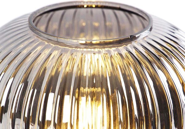 Lampa stołowa art deco czarna z dymionym szkłem - Karel