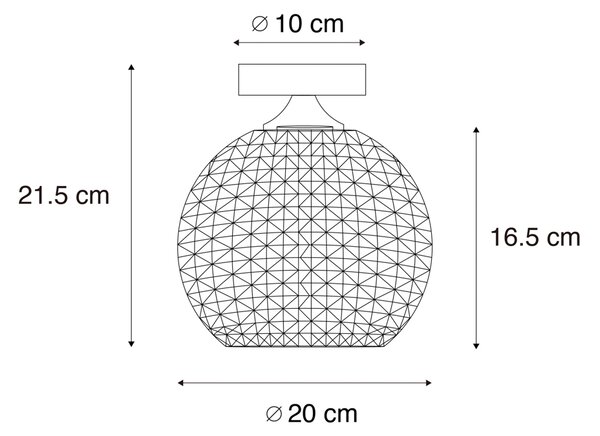 Plafon art deco czarny z przydymionym szkłem - Sphere