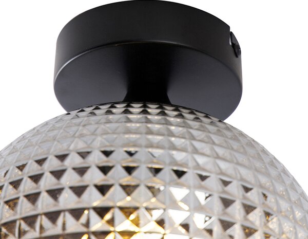 Plafon art deco czarny z przydymionym szkłem - Sphere