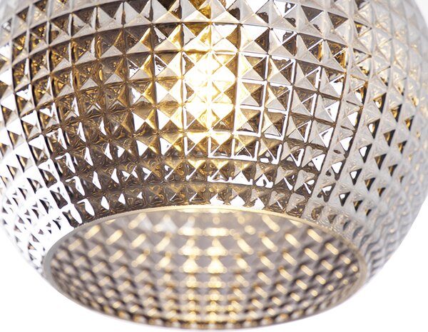Plafon art deco czarny z przydymionym szkłem - Sphere