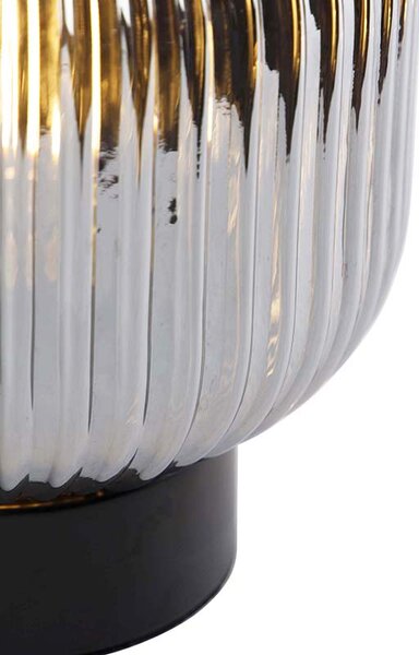 Lampa stołowa art deco czarna z dymionym szkłem - Karel