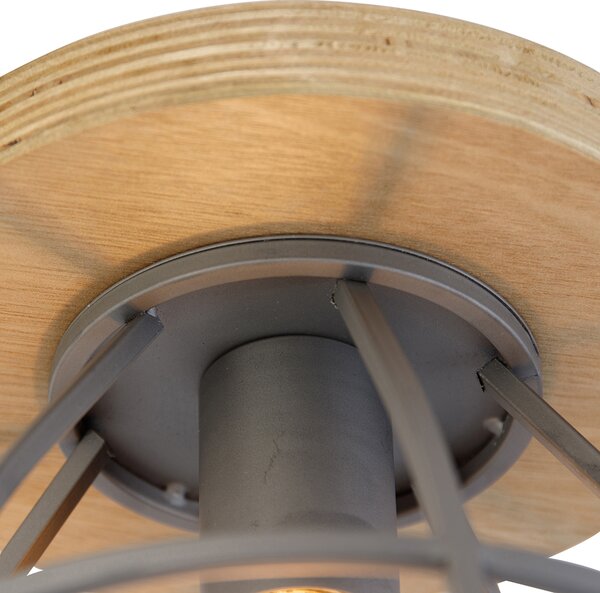Inteligentna lampa sufitowa ciemnoszara z drewnem w komplecie z WiFi E27 - Arthur