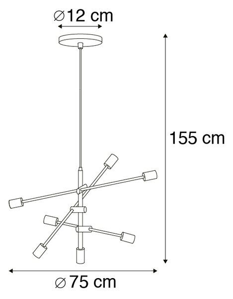 Inteligentna lampa wisząca industrialna czarna z 6 WiFi ST64 - Sydney