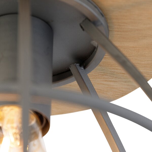 Inteligentna lampa sufitowa ciemnoszara z drewnem w komplecie z WiFi E27 - Arthur
