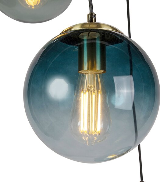 Inteligentna lampa wisząca mosiężna z 3 WiFi ST64 z niebieskim szkłem - Pallon