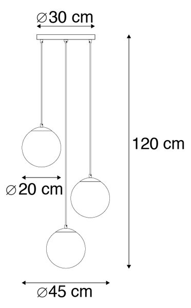 Inteligentna lampa wisząca mosiężna z 3 WiFi ST64 z niebieskim szkłem - Pallon