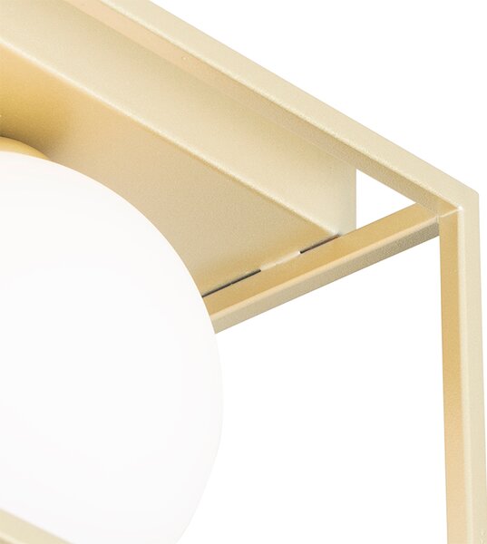 Designerska lampa sufitowa złota z białym szkłem 2-światła - Aniek