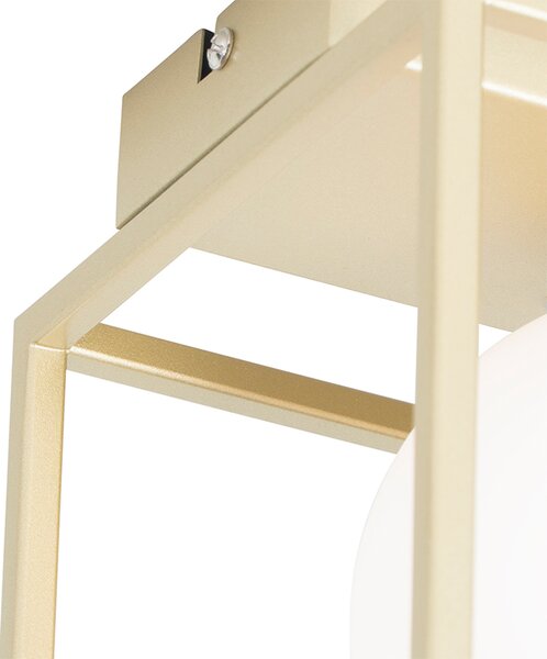 Designerska lampa sufitowa złota z białym szkłem 2-światła - Aniek
