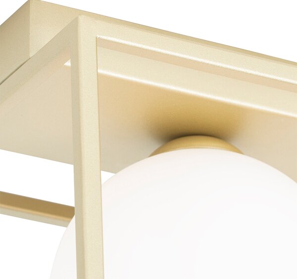 Designerska lampa sufitowa złota z białym szkłem 2-światła - Aniek