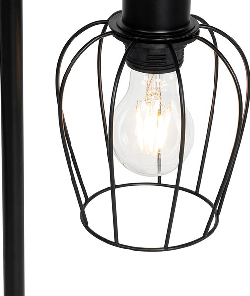 Rustykalna lampa stołowa czarna z drewnem - Stronk
