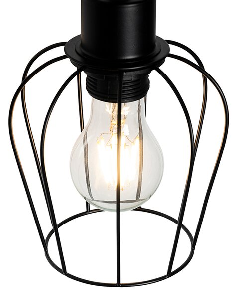 Rustykalna lampa ścienna czarna z drewnem - Stronk