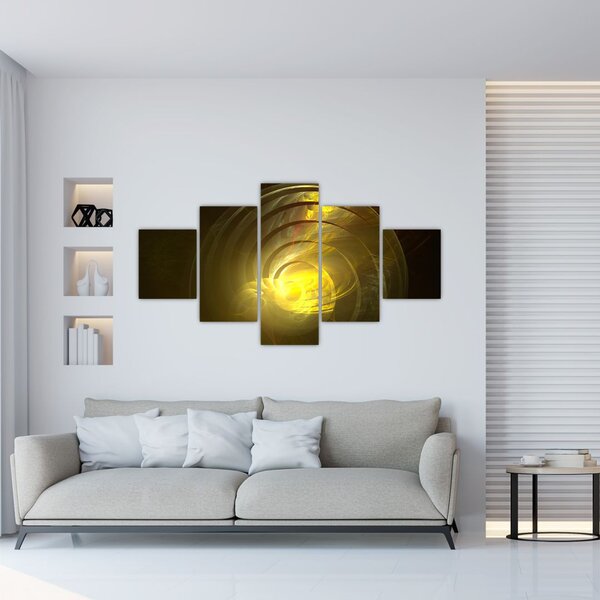 Obraz żółtej abstrakcyjnej spirali (125x70 cm)