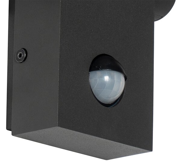 Lampa ścienna zewnętrzna antracytowa z LED IP54 z czujnikiem ruchu - Zane