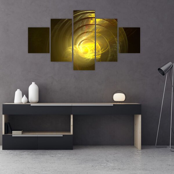 Obraz żółtej abstrakcyjnej spirali (125x70 cm)