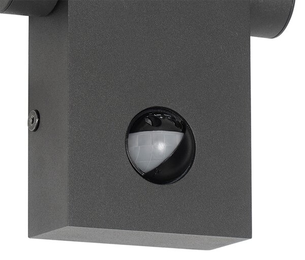 Lampa ścienna zewnętrzna antracytowa z LED IP54 z czujnikiem ruchu - Zane