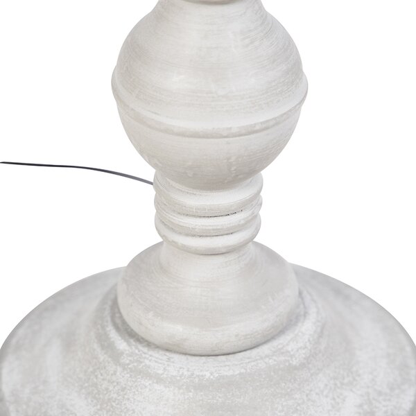 Rustykalna lampa podłogowa szara z czarnym abażurem z lnu - Classico