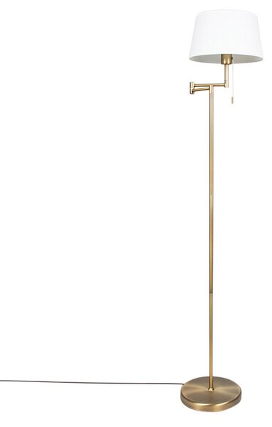 Klasyczna lampa podłogowa brązowa z regulowanym białym abażurem - Ladas Fix