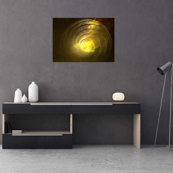 Obraz żółtej abstrakcyjnej spirali (70x50 cm)