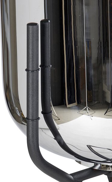 Designerska lampa podłogowa czarna z dymionym szkłem - Bliss