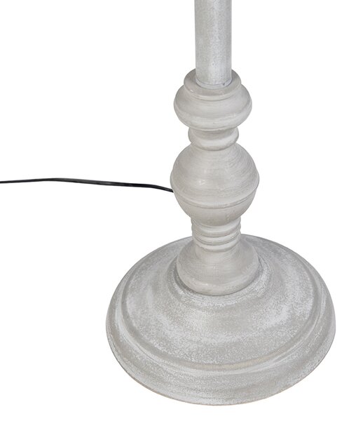 Rustykalna lampa podłogowa szara z czarnym abażurem z lnu - Classico