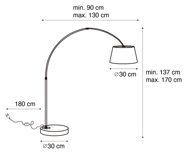 Inteligentna nowoczesna lampa łukowa czarna w tym Wifi A60 - Arc Basic