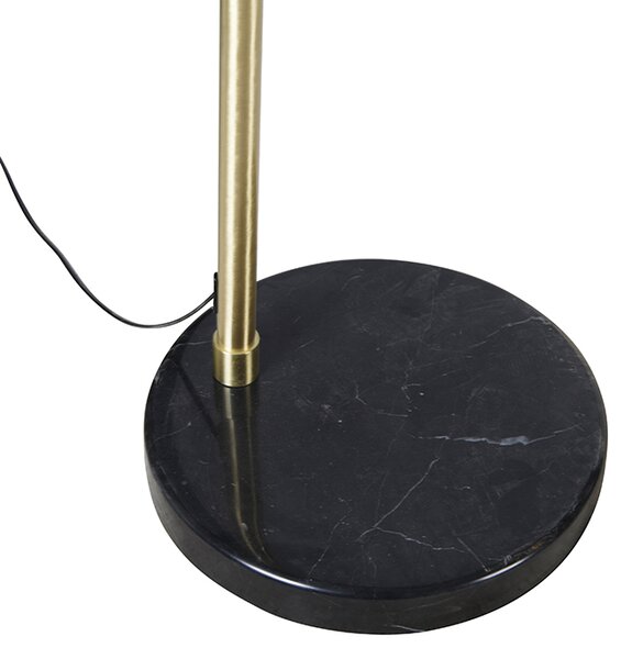 Nowoczesna lampa podłogowa łukowa mosiężna z marmurową podstawą i czarnym kloszem 32,5 cm - XXL
