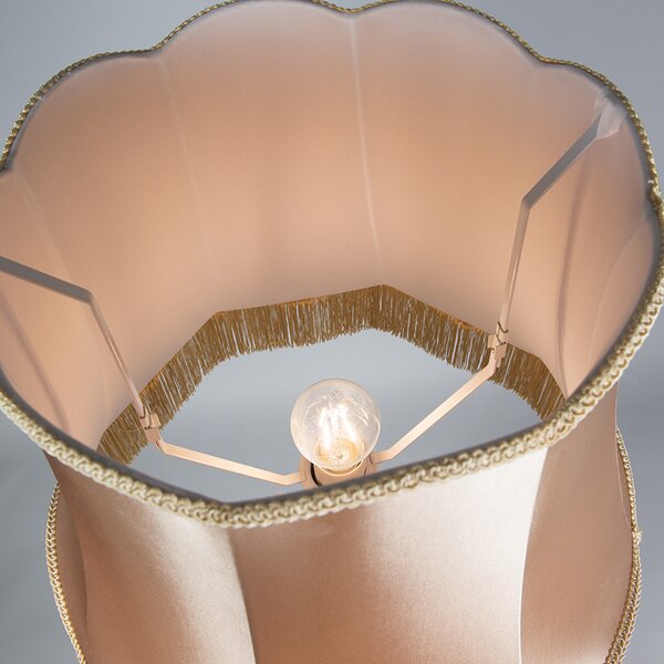 Lampa podłogowa w stylu retro z mosiądzu z abażurem Granny w kolorze złotym 45 cm - Kaso