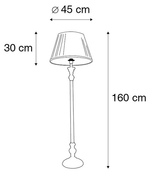 Rustykalna lampa podłogowa szara z białym plisowanym kloszem - Classico