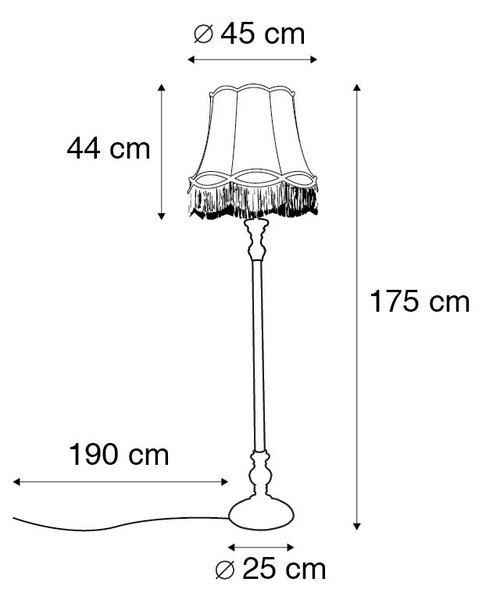 Lampa podłogowa szara z abażurem w stylu babci w kolorze kremowym - Classico