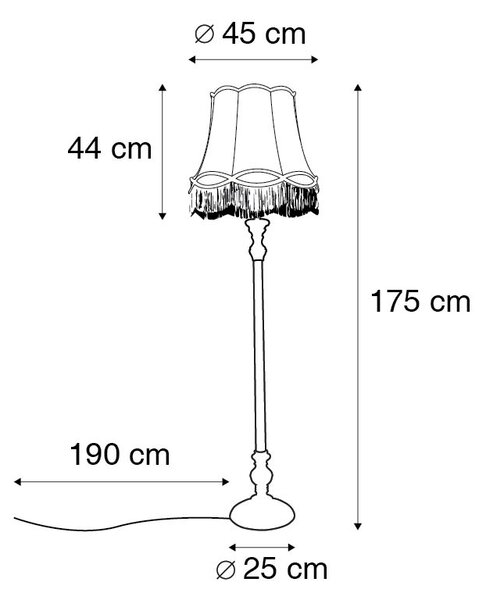 Lampa podłogowa w stylu retro szara z zielonym abażurem Granny - Classico