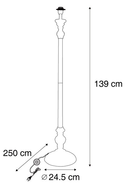 Klasyczna lampa podłogowa szara bez abażuru - Classico