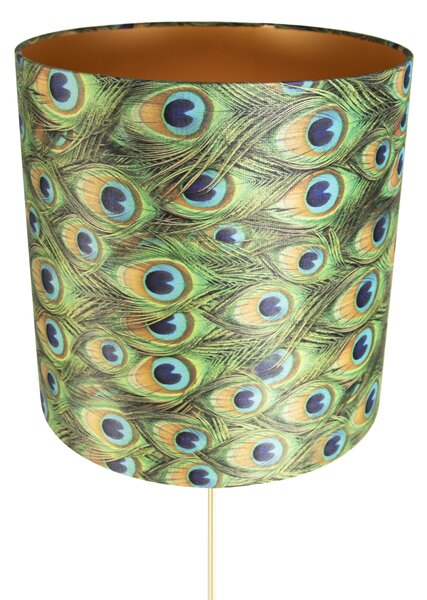 Lampa stojąca złota/mosiężna z abażurem z aksamitu w kolorze pawia 40/40 cm - Parte