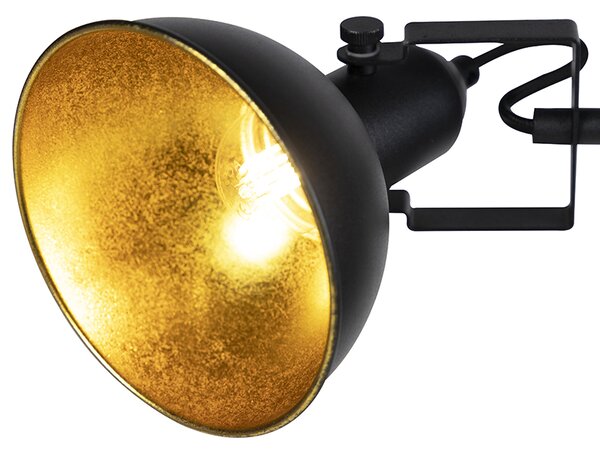 Industrialna lampa podłogowa czarna ze złotem 3-światłowa - Tommy