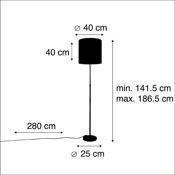 Lampa stojąca złota/mosiężna z abażurem z aksamitu w kolorze pawia 40/40 cm - Parte