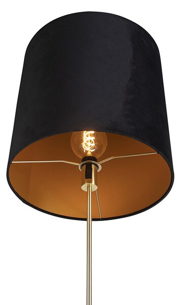 Lampa podłogowa złota/mosiężna z czarnym aksamitnym kloszem 40/40 cm - Parte