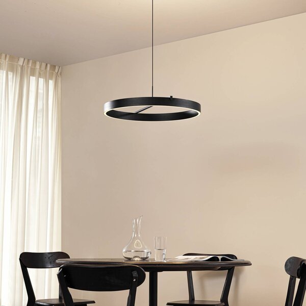Lampa wisząca Rovan Lucande, możliwość ściemniania, czarny, salon / jadalnia, metal, nowoczesny