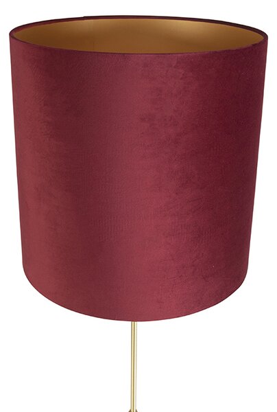 Lampa stojąca złota/mosiężna z czerwonym aksamitnym kloszem 40/40 cm - Parte
