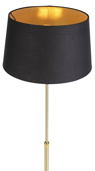 Lampa stojąca złota/mosiężna z czarnym kloszem 35 cm regulowana - Parte