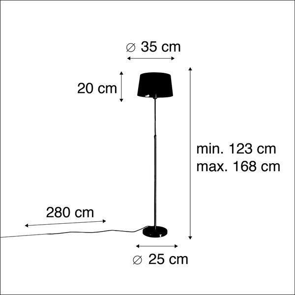 Lampa stojąca złota/mosiężna z czarnym kloszem 35 cm regulowana - Parte