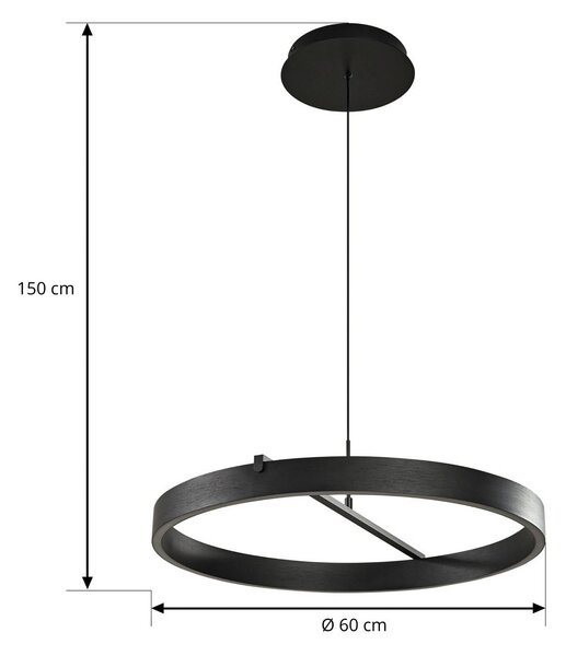 Lampa wisząca Rovan Lucande, możliwość ściemniania, czarny, salon / jadalnia, metal, nowoczesny