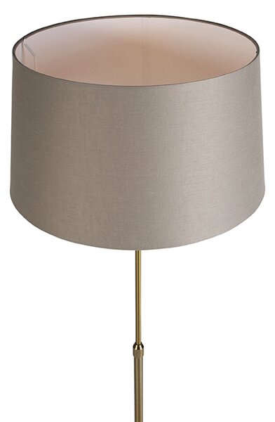 Lampa podłogowa brązowa z abażurem z lnu w kolorze taupe 45 cm, regulowana - Parte