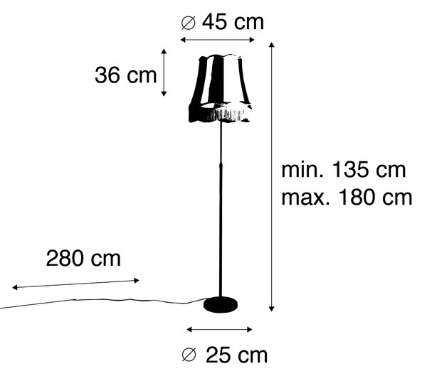 Lampa stojąca brązowa z abażurem Granny kremowym 45 cm regulowana - Parte