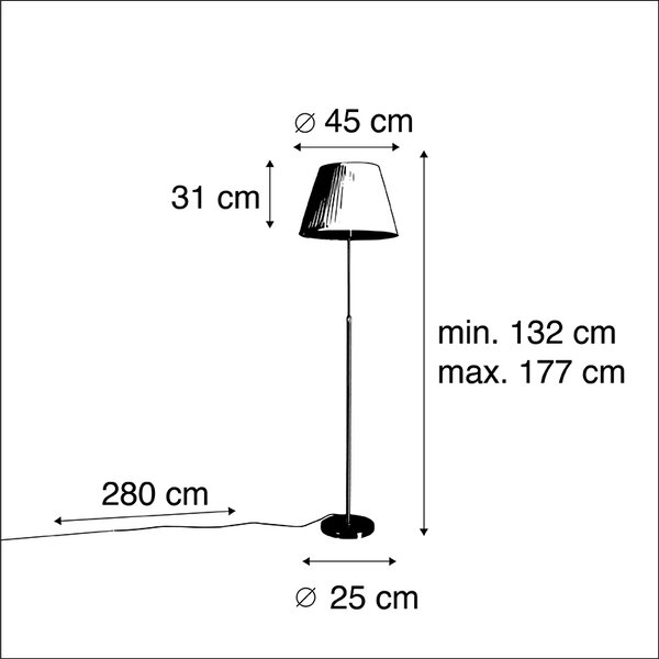 Lampa stojąca brązowa z plisowanym abażurem kremowym 45 cm regulowana - Parte