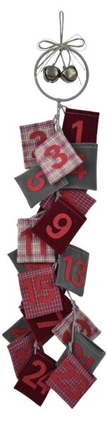 Czerwony wiszący kalendarz adwentowy z wełny Ego Dekor Advent, wys. 77 cm