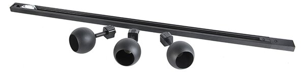Nowoczesny system oświetlenia szynowego z 3 reflektorami czarny 1-fazowy - Iconic Gissi