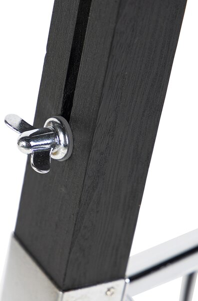 Lampa podłogowa Tripod czarna z abażurem 45cm lnianym białym